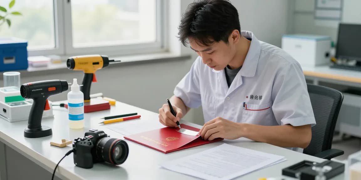bóc sổ đỏ ép plastic bởi một kỹ thuật viên chuyên nghiệp trong một xưởng làm việc sáng sủa.