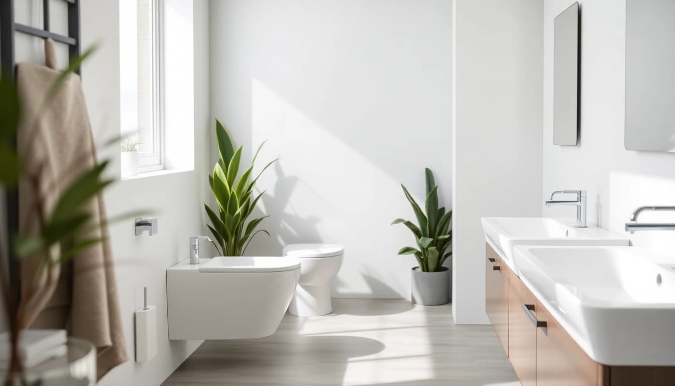 Die hochwertigen Sanitärlösungen von sonni sanitär GmbH in eleganter Badezimmerumgebung präsentieren stilvolles Design.