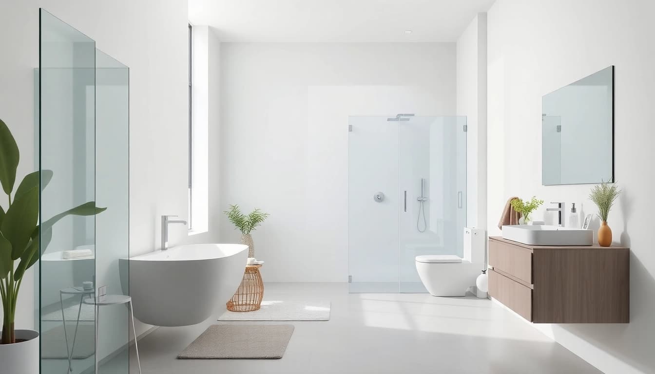 Erleben Sie die Produkte der sonni sanitär GmbH in einem modernen Badezimmer mit eleganten Duschen.