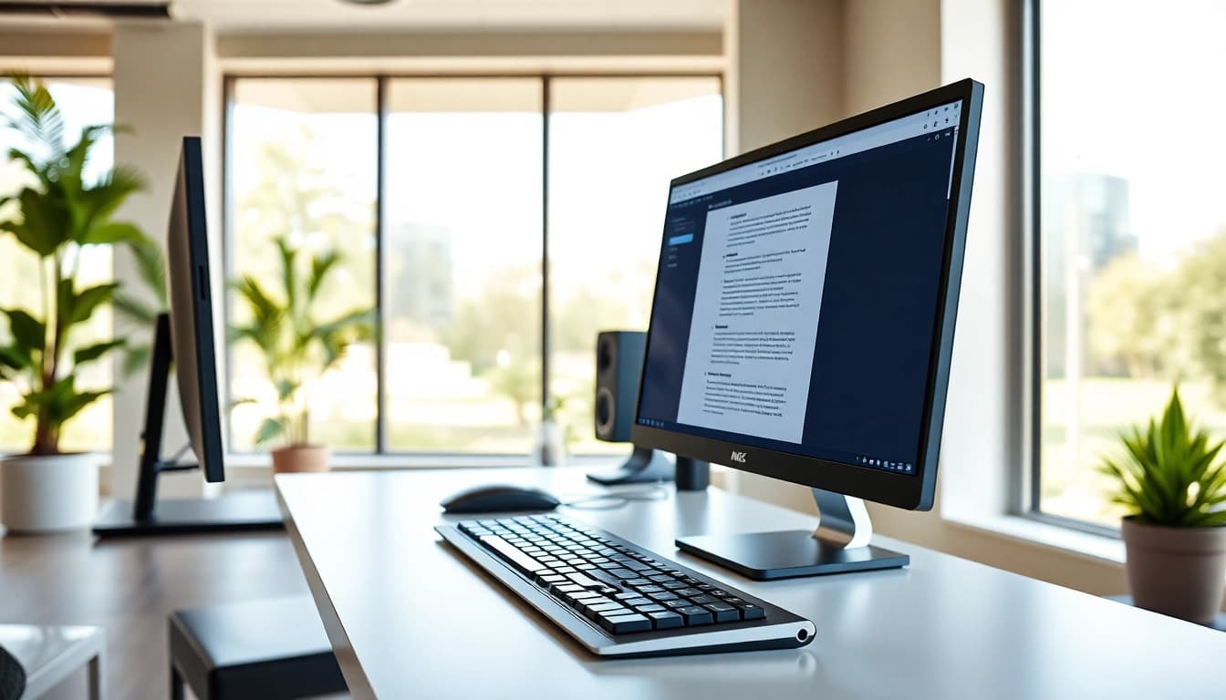 Enhance efficiency at our typing center with a modern workspace design.