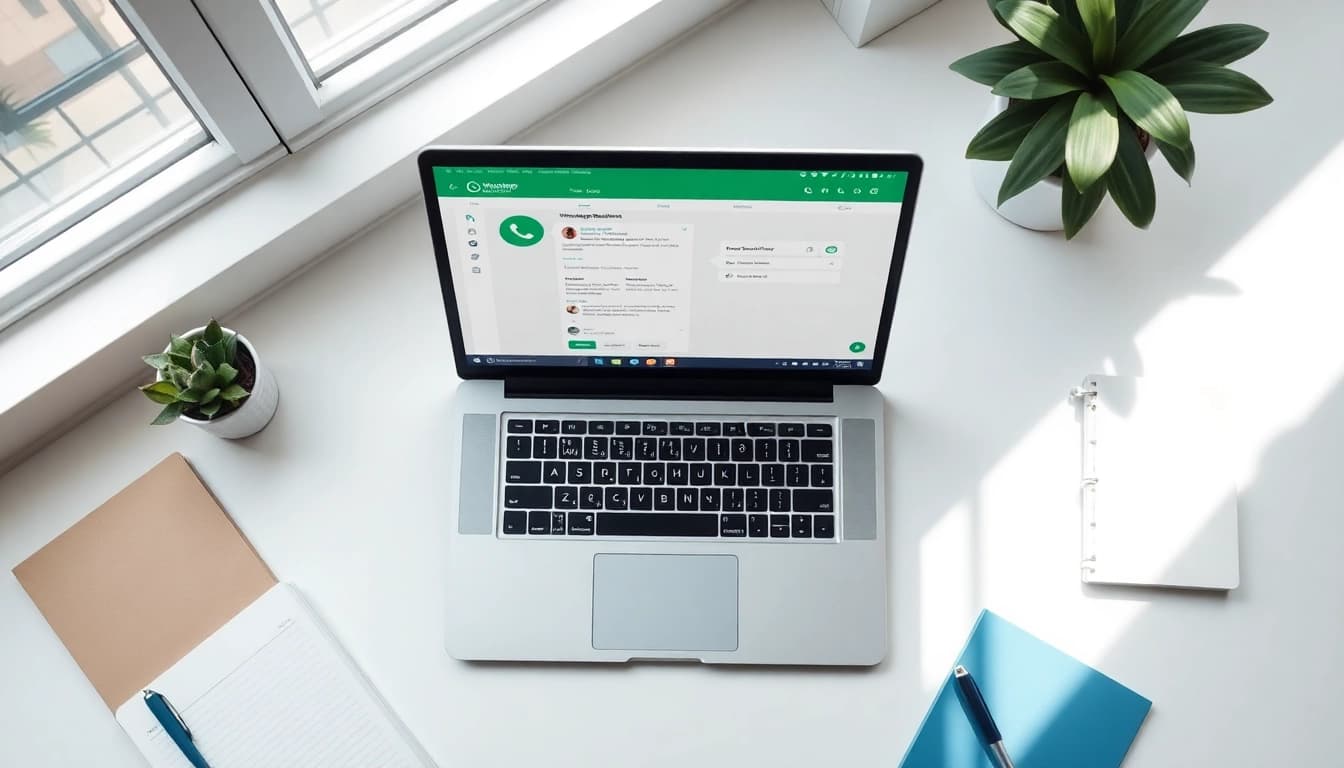 Optimize client interactions with WhatsApp Business CRM interface on a stylish workspace.