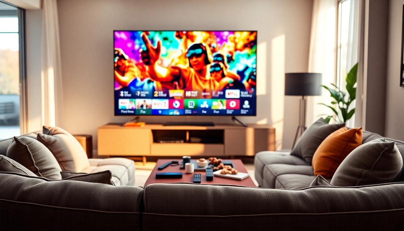 Suisse IPTV offering colorful content in a cozy living room setting.