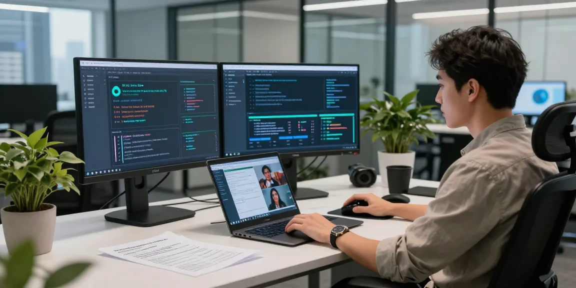 AI detector dashboard in a modern workspace showing content moderation alerts and analytics.