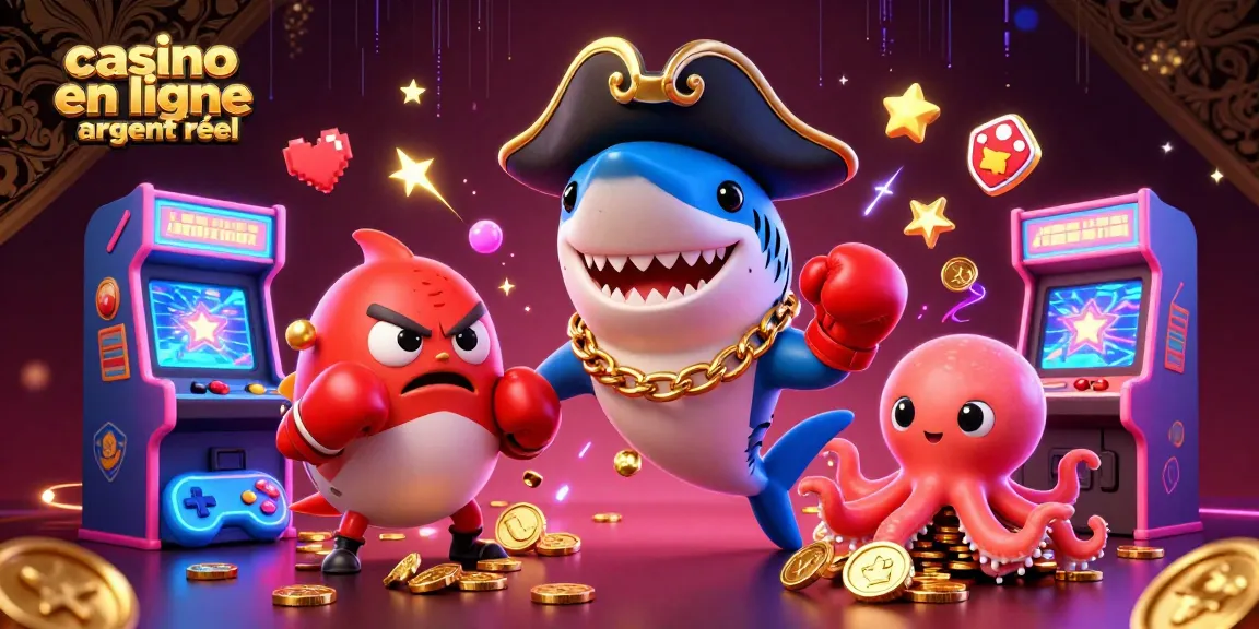 Vivez l'expérience du casino en ligne argent réel avec un requin pirate, un poisson-globe et une pieuvre