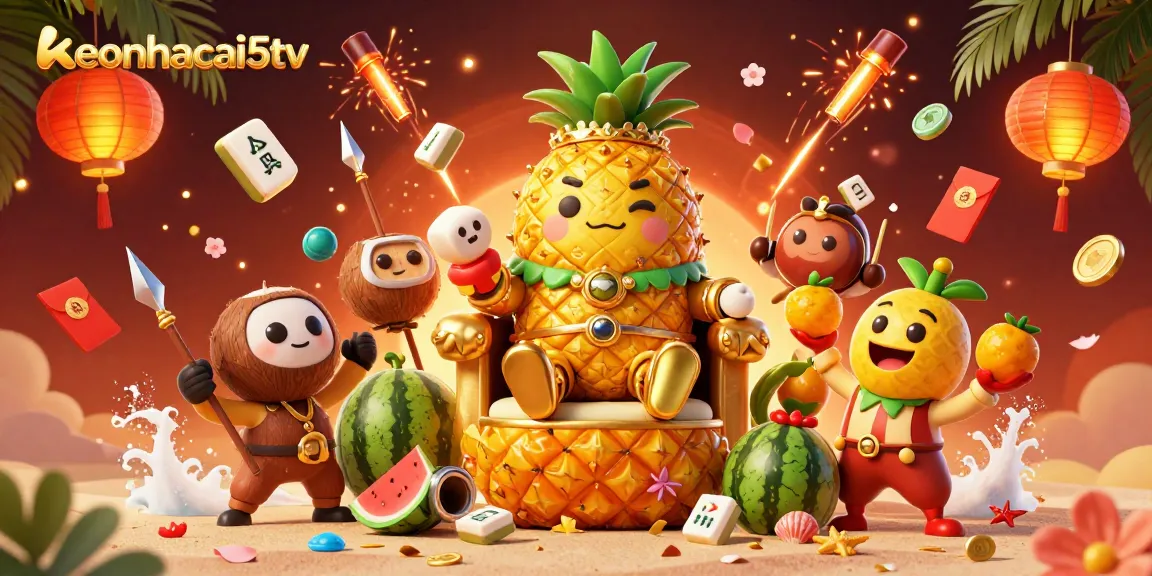 Enjoy exciting moments with keonhacai5tv at a vibrant beach casino featuring a tropical theme.