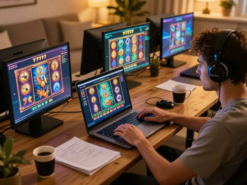 Engaging online gameplay scene showing player exploring link slot777 options with vibrant screen visuals and focused notes.