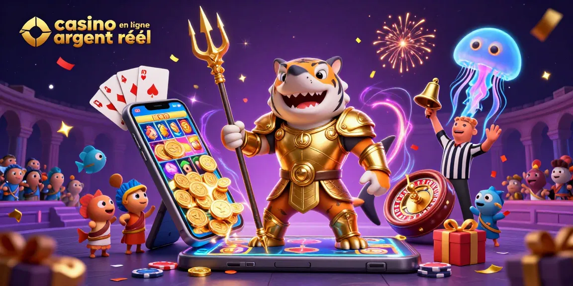Découvrez le casino en ligne argent réel avec un requin tigre et une ambiance festive sous-marine.