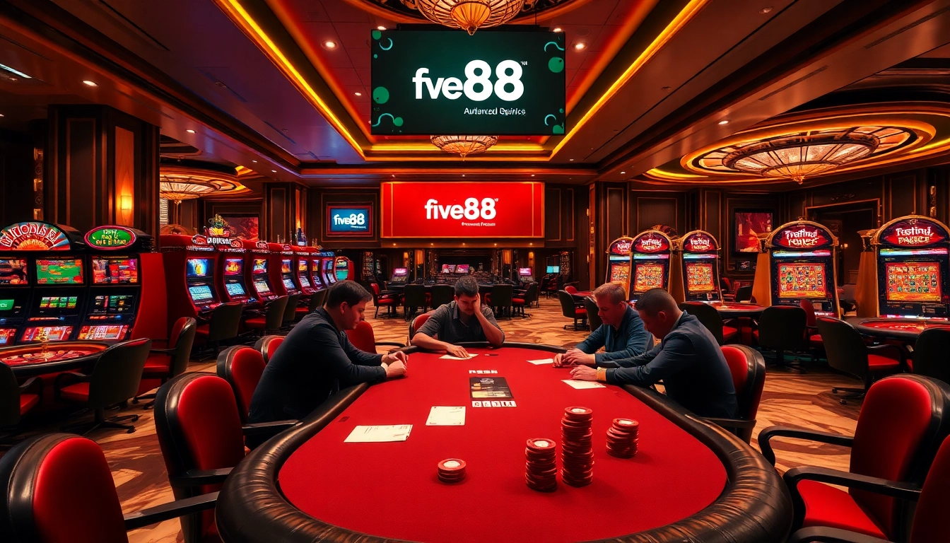 Experience thrilling gameplay at five88’s luxurious casino tables filled with excitement and vibrant colors.