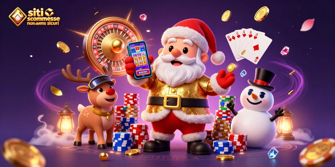Slot e vincite nei siti scommesse non AAMS sicuri con Babbo Natale e il suo pupazzo di neve.