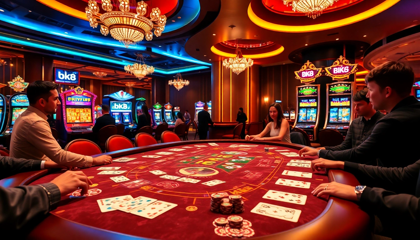 Experience thrilling gameplay at BK8 with vibrant casino tables and engaging atmosphere.