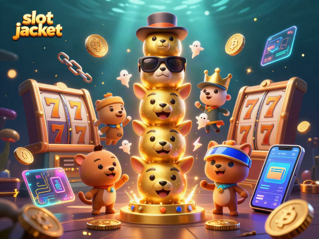 Engage with the thrilling world of slot jackpot gaming, showcasing animated characters and vibrant casino elements.