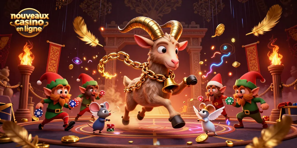 Les nouveaux casinos en ligne présentent une scène dynamique avec Krampus et des elfes dans un cadre festif de jeu.