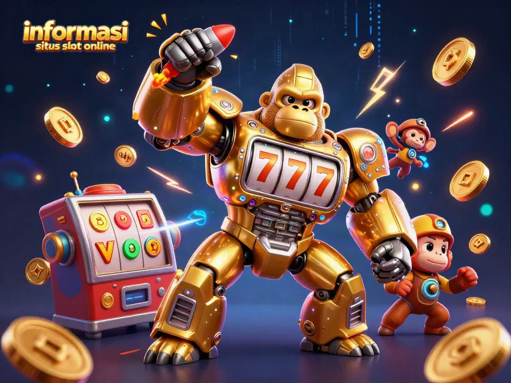 memainkan informasi situs slot online dengan mesin slot yang gacor dan karakter menarik dalam ilustrasi 3D