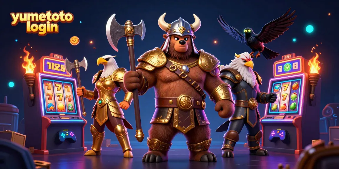 Masuk ke yumetoto login sambil menikmati permainan slot dengan berbagai simbol dan mesin yang berkilauan.