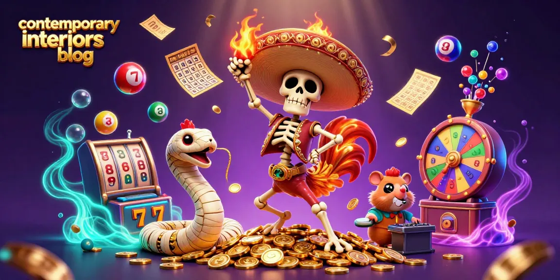 Engage with the vibrant scene on the contemporary interiors blog featuring a lively casino theme with animated characters.