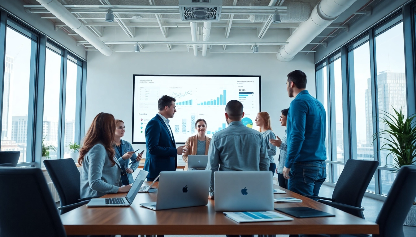 Boost your online marketing edmonton with expert strategies and teamwork in a modern office.