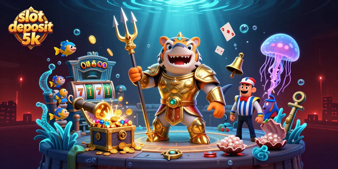 Experience thrilling plays with slot deposit 5k at a dynamic underwater casino scene.