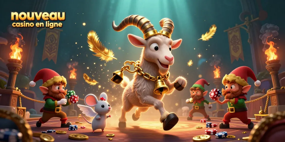 Découvrez un nouveau casino en ligne avec Krampus et des gremlins dans une scène dynamique et festive.