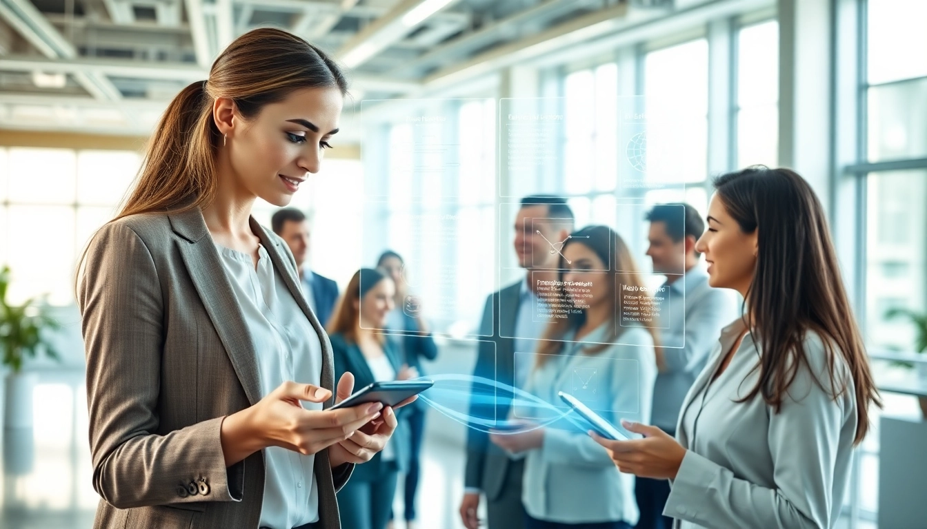 Engaged team utilizing an enterprise assistant platform for collaboration and efficiency