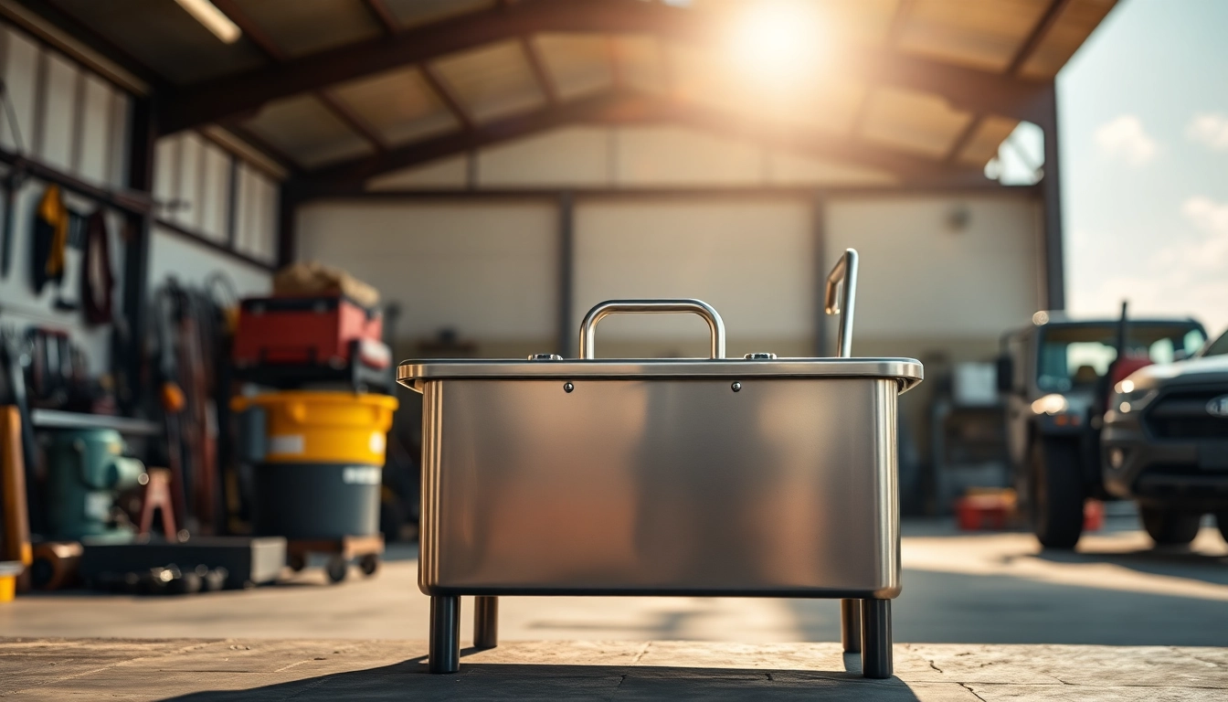 Fuel Caddy showcasing its robust portability in a well-lit workshop environment.