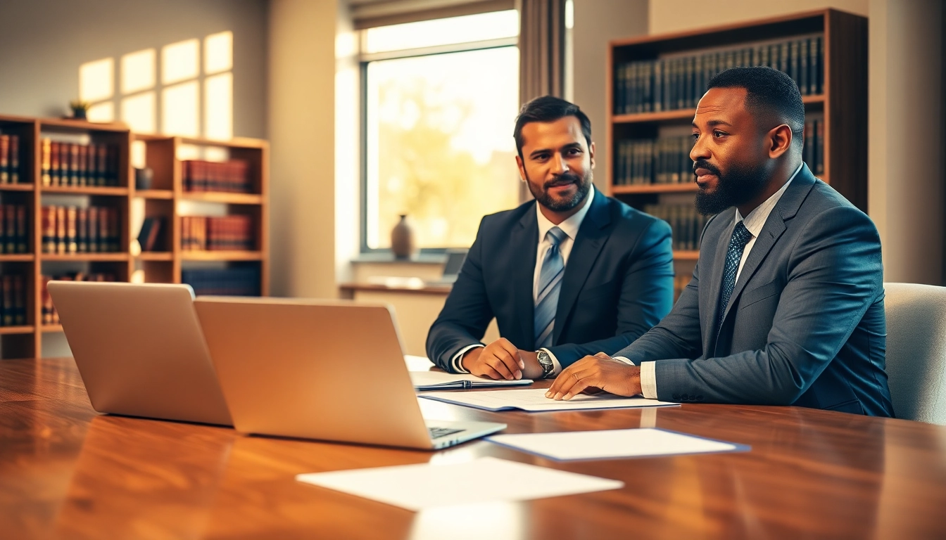 Truck accident attorney Clearwater advising clients in a professional office.
