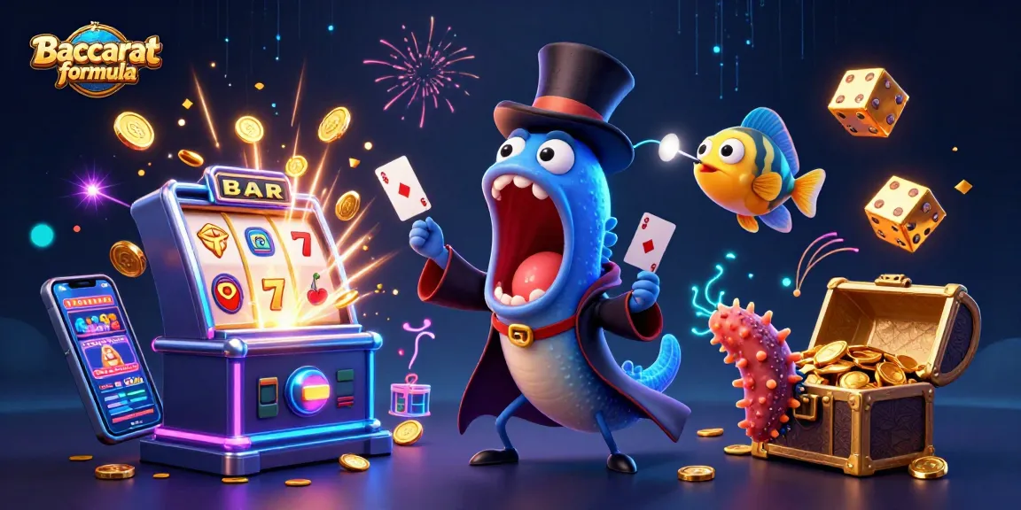 Baccarat formula illustrated with a deep-sea gulper eel magician and casino elements creating excitement and winning strategies.