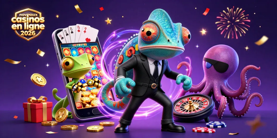 Découvrez les nouveaux casinos en ligne 2026 avec un personnage caméléon et des jeux captivants.