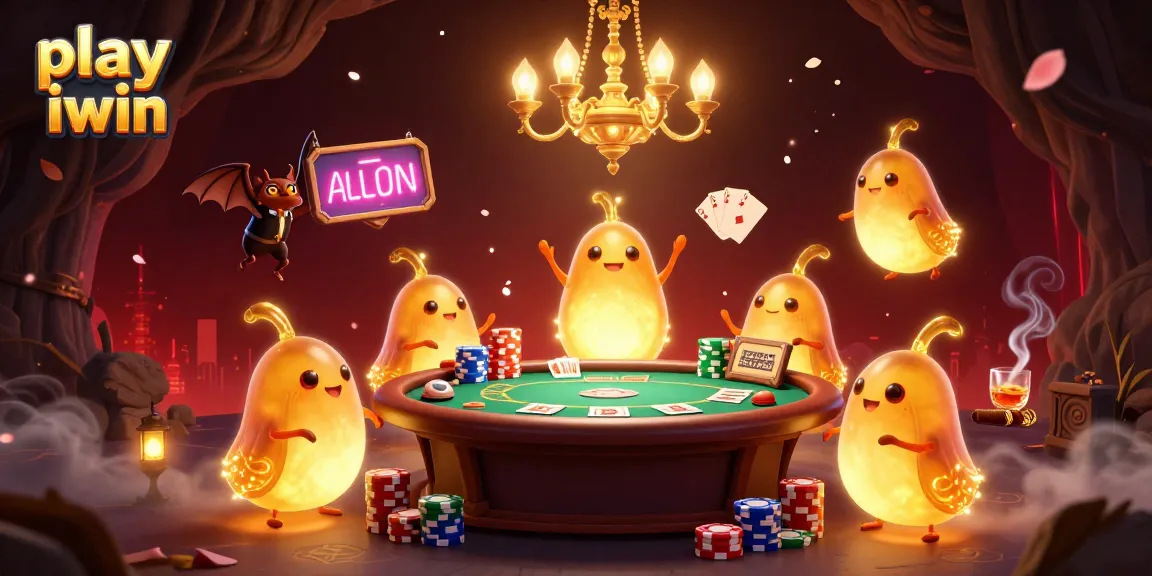 Experience the thrill of play iwin as glowworms illuminate a vibrant cave casino with poker action.