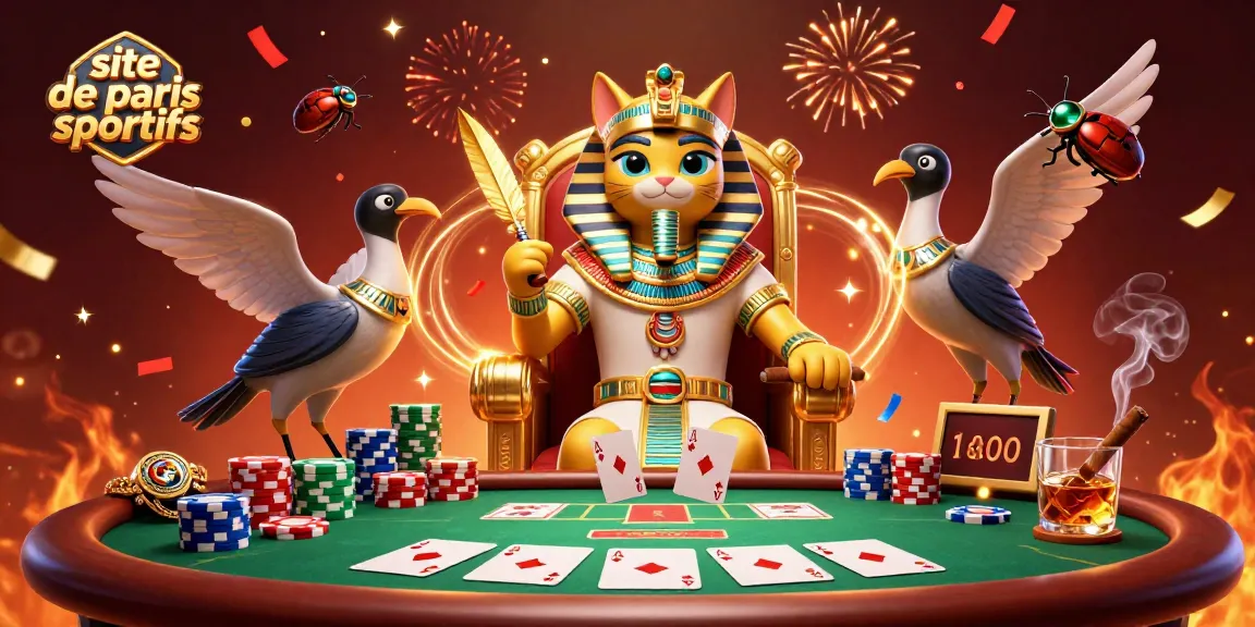 Jouer sur le site de paris sportifs avec un chat pharaon égyptien et des éléments de poker dynamiques