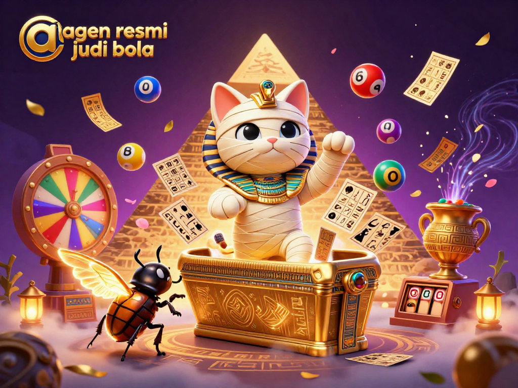 Spin and win with agen resmi judi bola in an energetic pyramid casino scene.