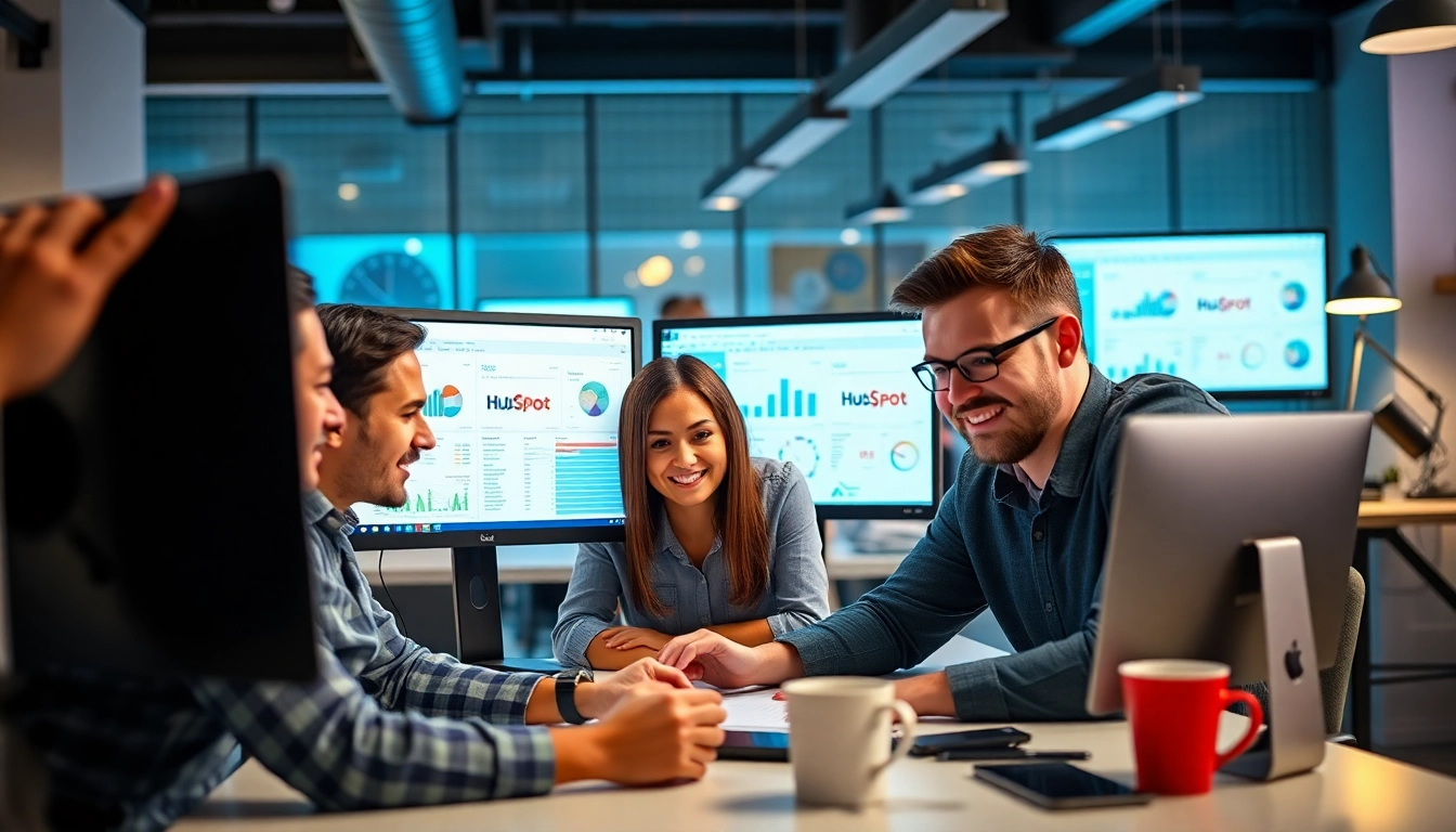 Showcase of an agency hubspot team collaborating on marketing strategies.