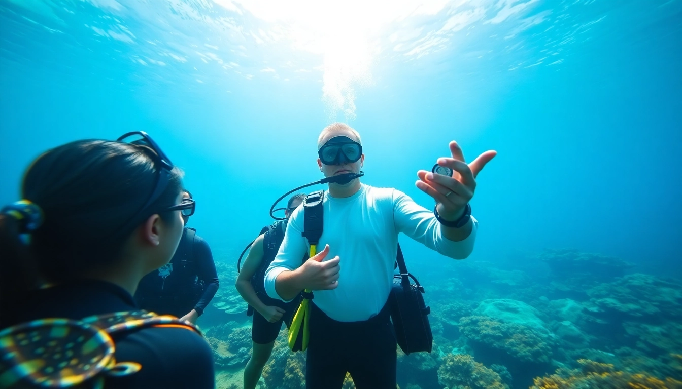 Erlerne SSI Kurse unter Wasser mit einem Tauchlehrer und korallenartigen Hintergründen.