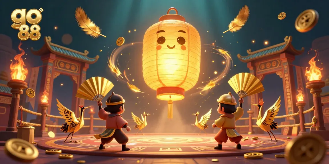 Play exciting games at go 88 with vibrant casino scenes filled with golden lanterns and spirited warriors.