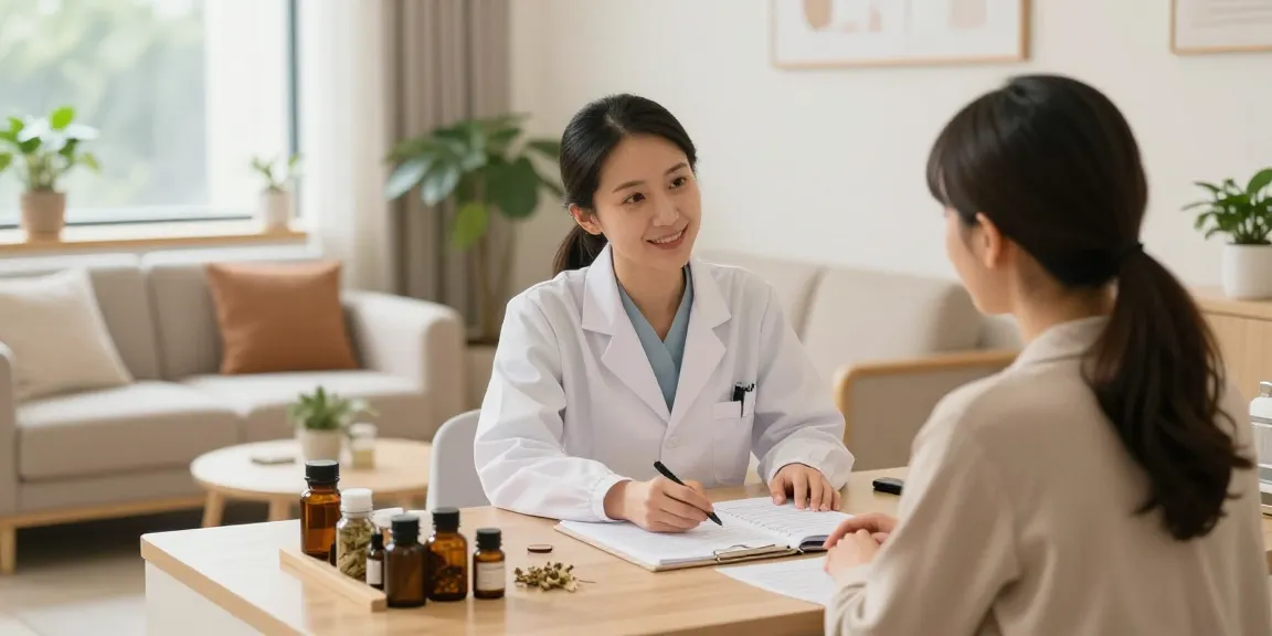 Consultation at 영통한의원 with a healthcare professional in a welcoming clinic environment.