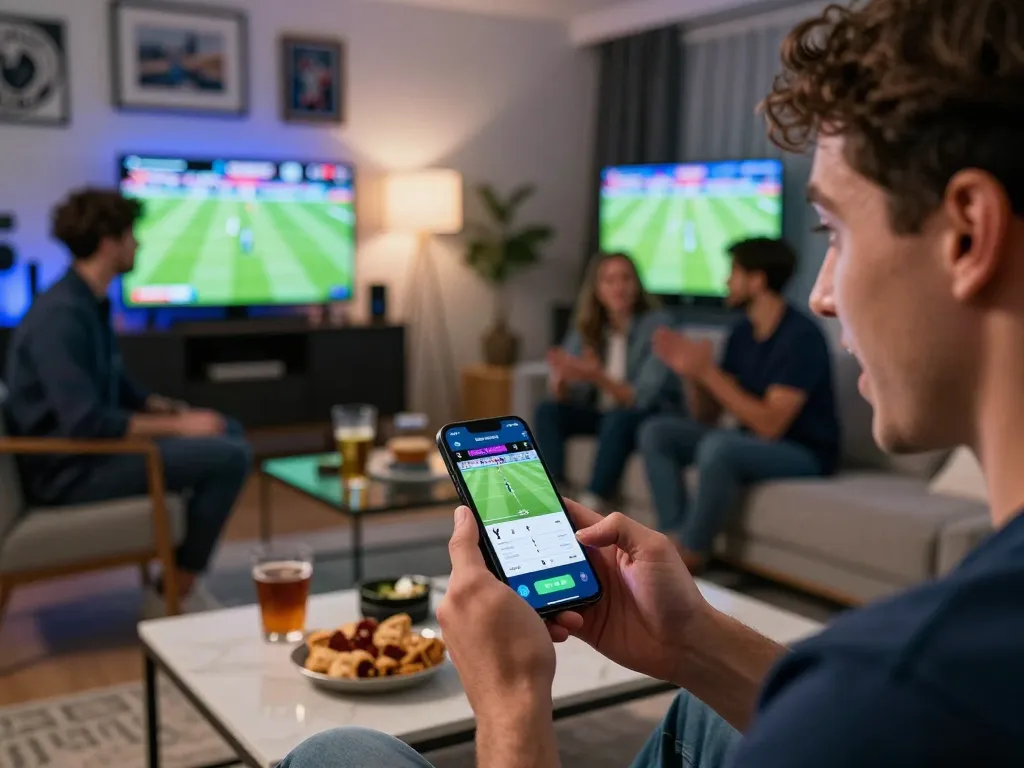 Exciting betting activity centered around Nhận Định Tottenham vs Man City match using a smartphone app.