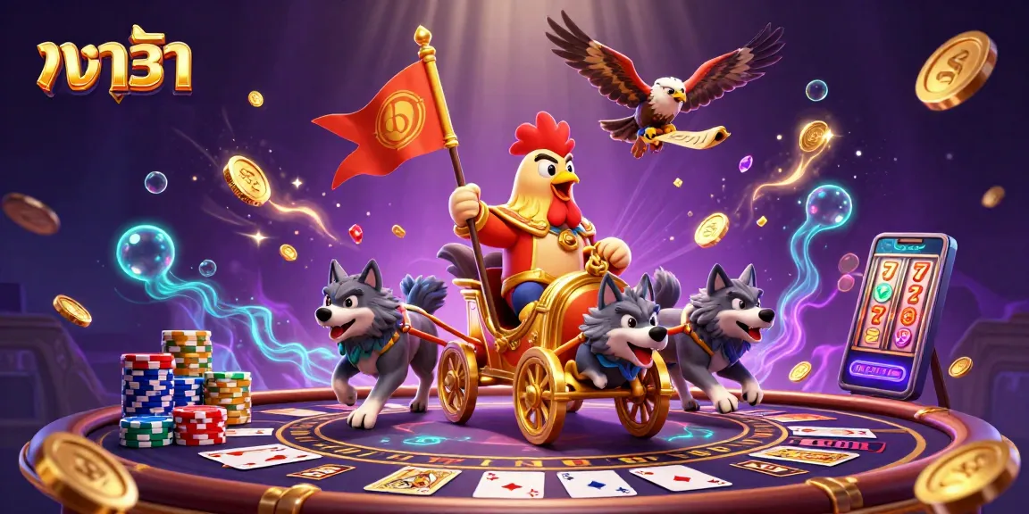Experience บาคาร่า with a dynamic 3D illustration of gaming excitement and action-packed gameplay.