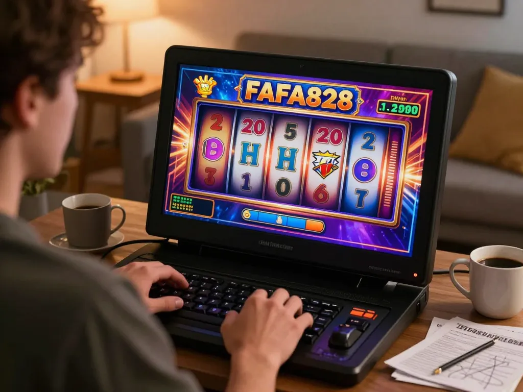 Player enjoying online slots on FAFA828, showcasing vibrant graphics and strategic gameplay.