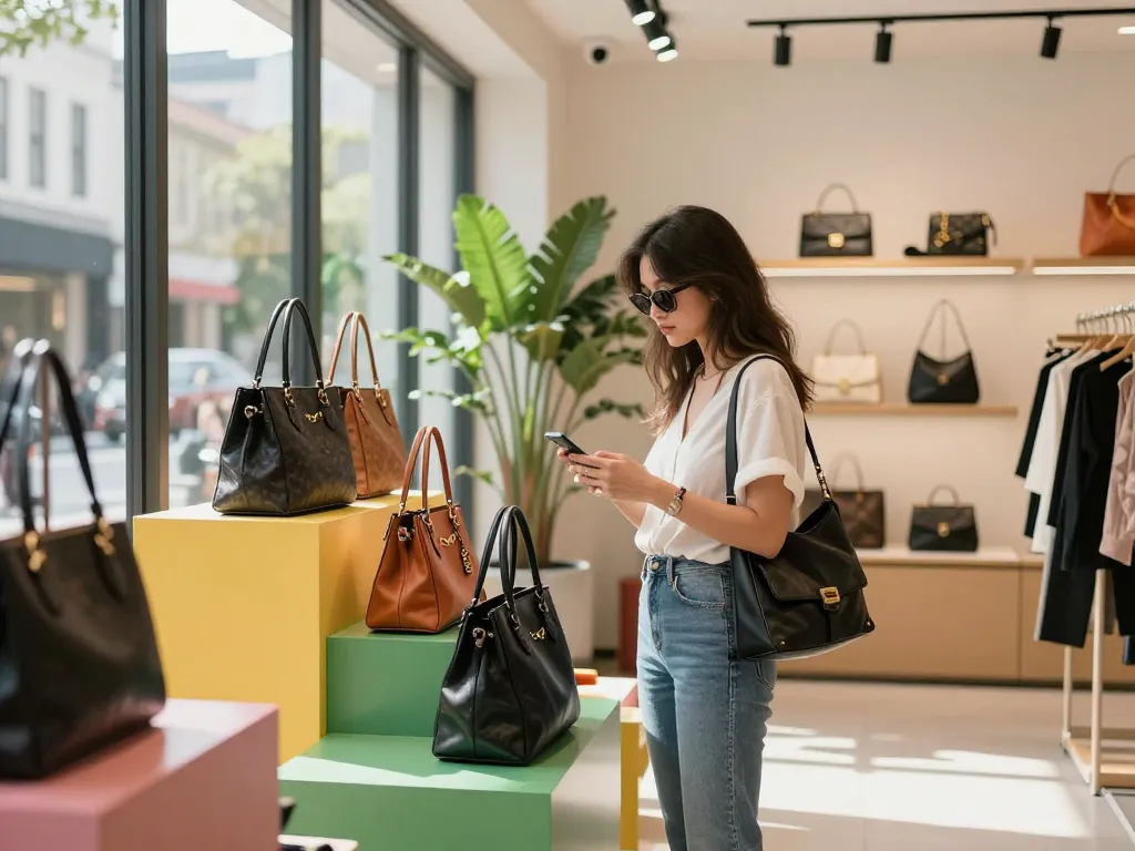 Experience luxury at the 레플리카 쇼핑몰 with quality handbags in a trendy retail atmosphere.
