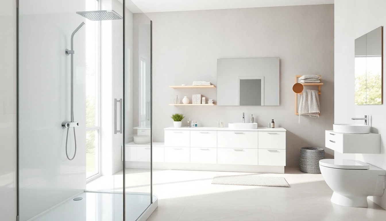 Sonni sanitär GmbH bietet elegante Badezimmerlösungen mit modernen Duschkabinen und Möbeln.
