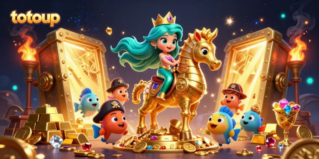 Engage in thrilling gameplay with totoup, featuring dynamic treasure elements and vibrant cartoon characters.