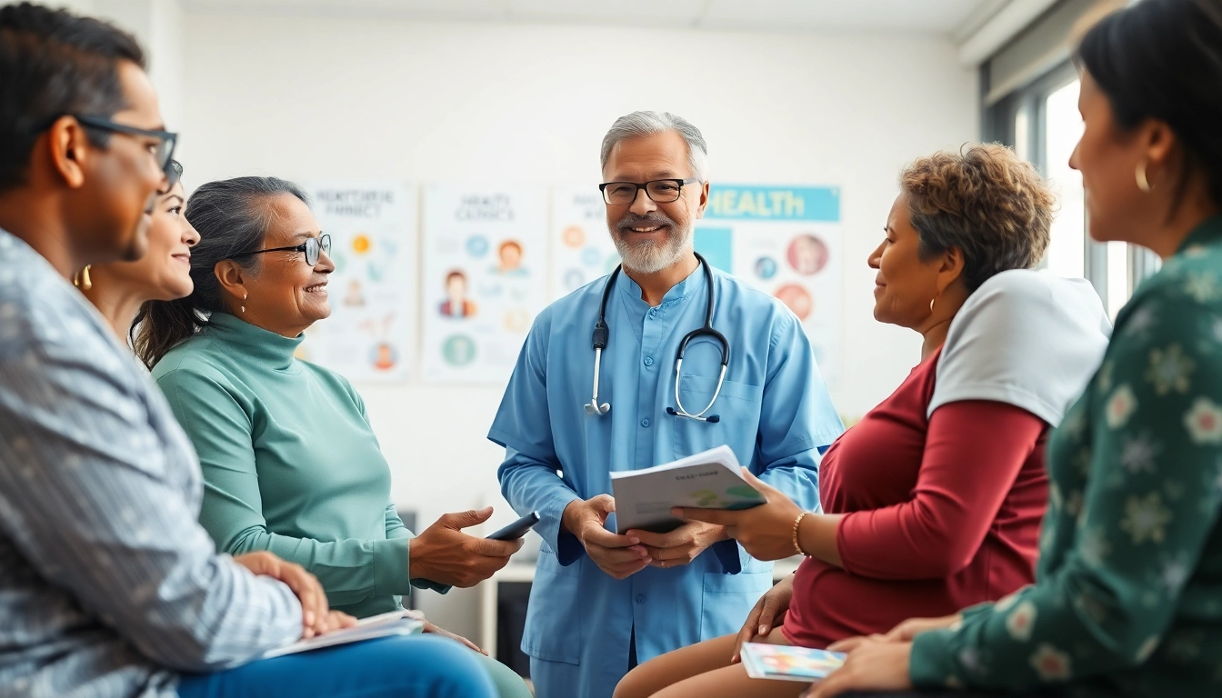 Engaging healthcare scene promoting health in a welcoming clinic environment.