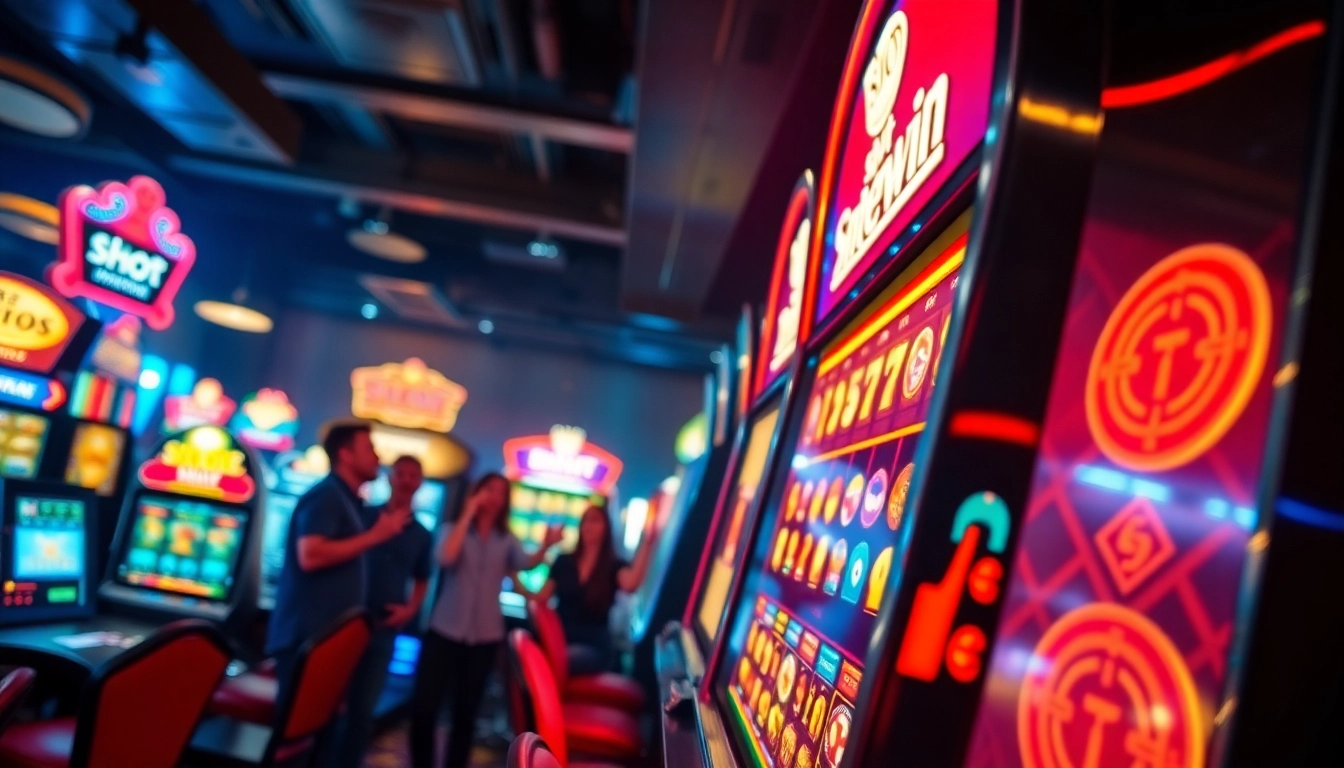 Menang besar di slot interwin dengan suasana kasino yang penuh semangat dan cahaya berkilauan.