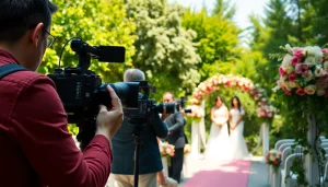 Capture by professional videographers in Toronto at a picturesque wedding ceremony, showcasing vibrant scenery.