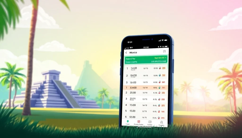 Engaging visual of sports betting in Mexico showcasing app interface with vibrant landscape.