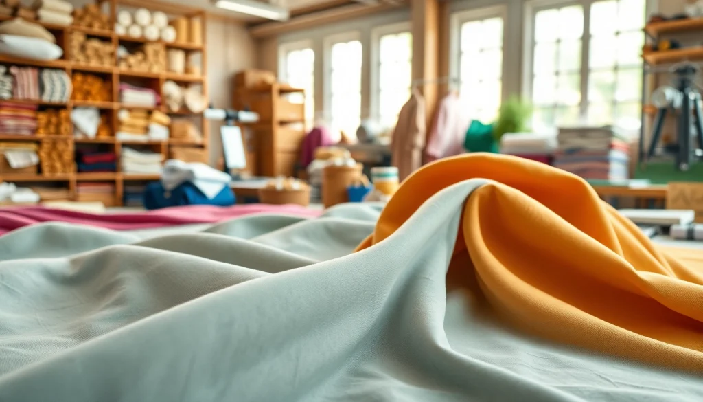 Katoen stoffen met verschillende texturen en kleuren in een creatieve stoffenstudie.