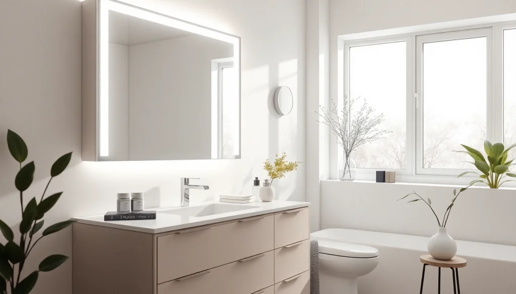 Erleben Sie den eleganten spiegelschrank led mit integriertem Licht und modernem Design.