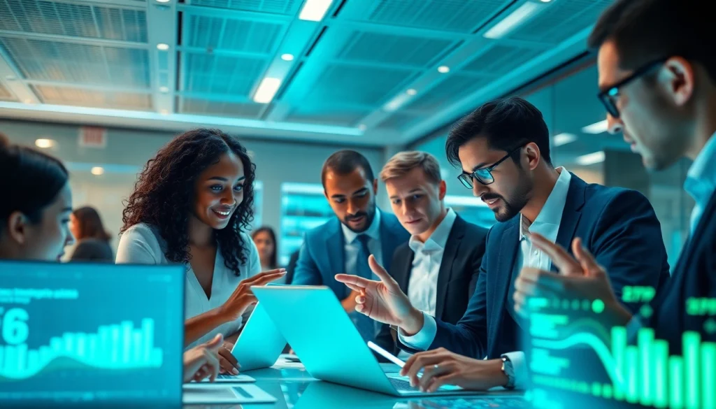 Collaboration in a futuristic office with gemini 3 pro technology.