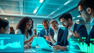 Collaboration in a futuristic office with gemini 3 pro technology.