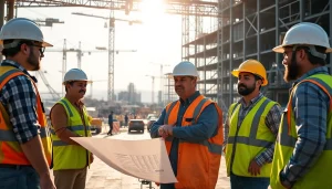 Workers collaborating on a construction project representing the southern california contractors association.
