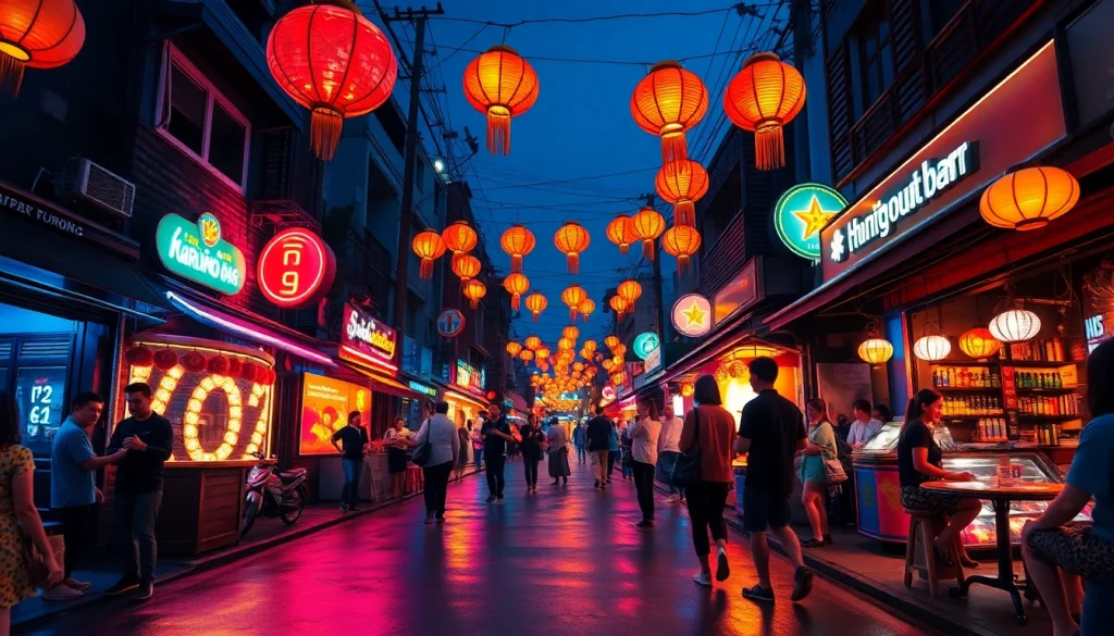 Experience the vibrant 하노이밤문화 with locals enjoying nightlife in Hanoi.